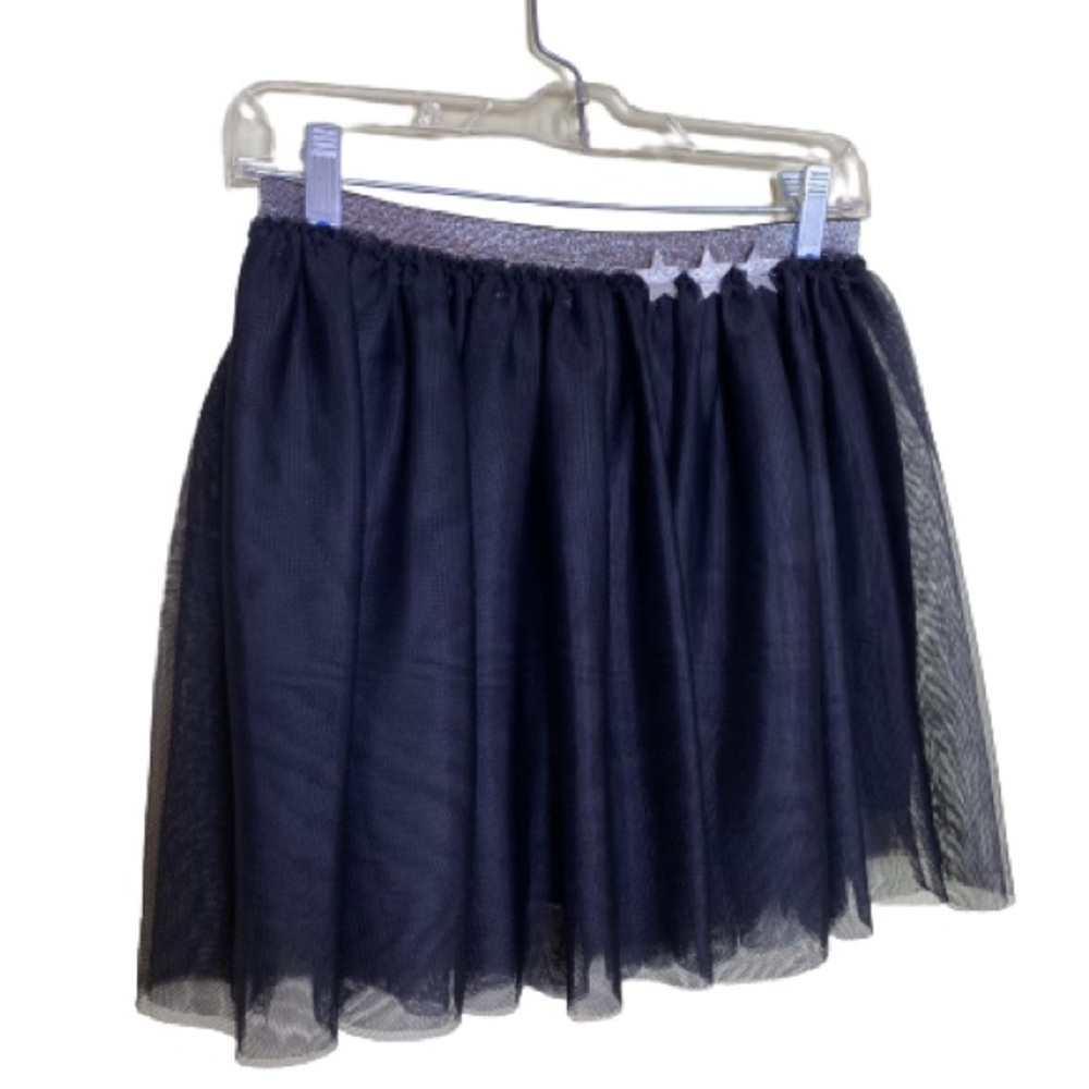 tutu skirt with silver elastic waistband adorned with 3 star appliqués